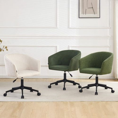 Fauteuil De Bureau Pivotant Et Réglable En Velours Côtelé Beige