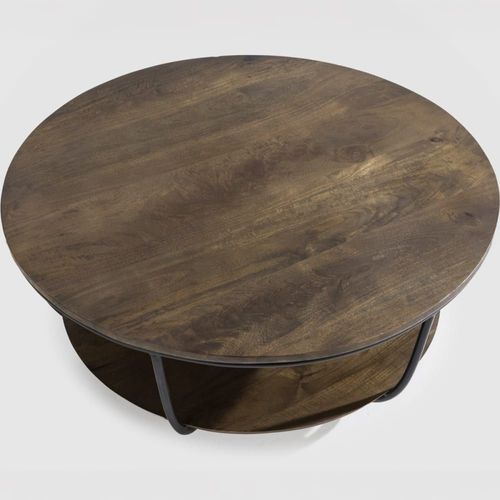 Table Basse Ronde En Bois De Manguier Et Métal 90cm