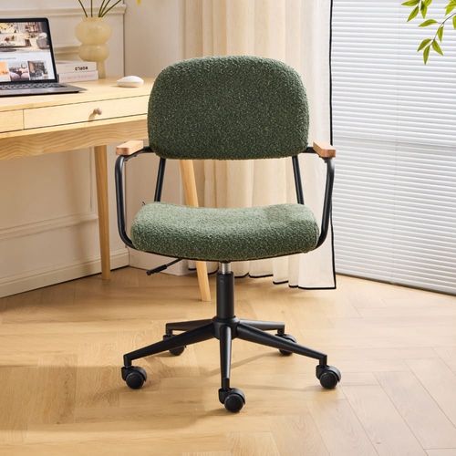 Fauteuil De Bureau Pivotant Et Réglable En Tissu Bouclé Vert