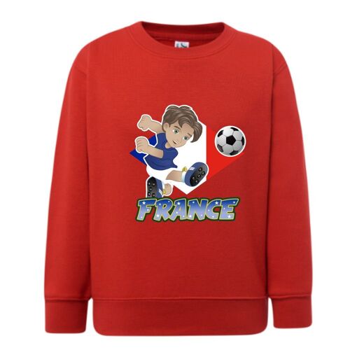 Sweat Enfant Footballeur Rouge (Taille 3/4 Ans,Couleur Rouge)