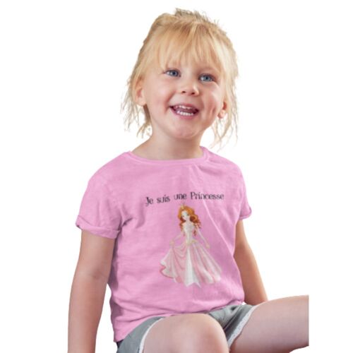 T- Shirt Manches Courtes Princesse Enfant Rose