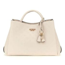 GUESS Sac à épaule blanc pour femme - Phoebe Large Girlfriend Satchel Cream White Logo 313864