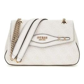 GUESS Sac à épaule crème vieux rose pour femme - Katya Convertible Xbody Flap Bag White Logo 311738