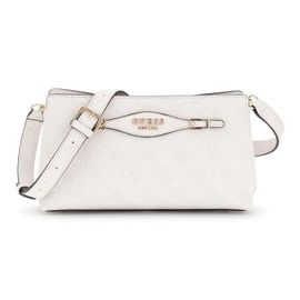 GUESS Sac à épaule bandoulière blanc vieux rose pour femme - Katya Crossbody Top Zip White Logo 311554