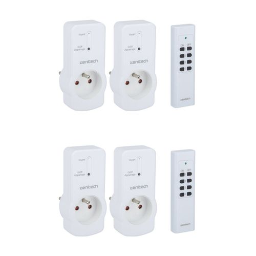 Lot de 4 prises 10A 2P+T télécommandées - Zenitech