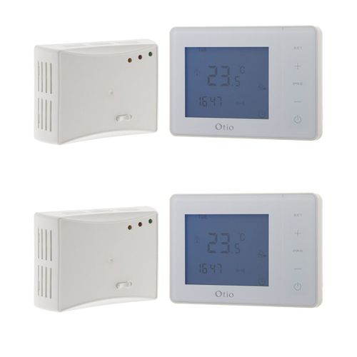 Lot de 2 thermostats programmables sans fil - blanc - Otio