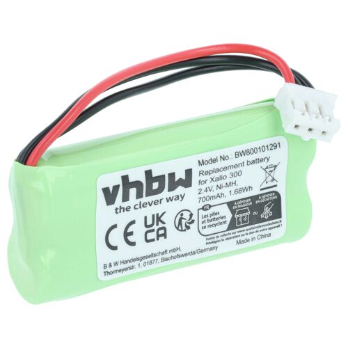 vhbw Batterie remplacement pour Philips 60AAAH2BMX, 2HR-AAAU, H-AAA500X2, H-AAA600X2 pour téléphone fixe sans fil (700mAh, 2,4V, NiMH)