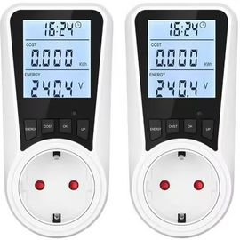 Compteur de puissance pour prise, compteur d'électricité à double tarif, compteur de consommation d'énergie avec écran LCD rétro-éclairé, protection contre les surcharges et sécurité enfant