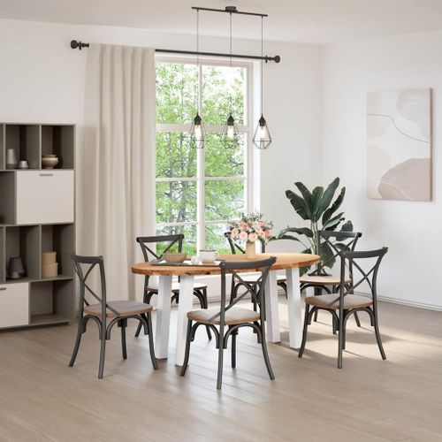 Vidaxl Table À Manger Marron Clair Bois De Chêne Massif Ovale