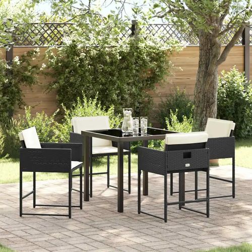 Vidaxl Ensemble De Salle À Manger Pour Jardin 5 Pcs Noir Polyrotin