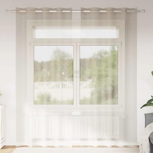 Vidaxl Rideaux Avec Des Rideaux 2 Pcs Couleur Sable Polyester