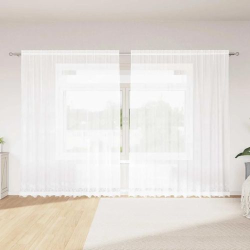 Vidaxl Rideaux Avec Des Rideaux Floral Blanc Polyester