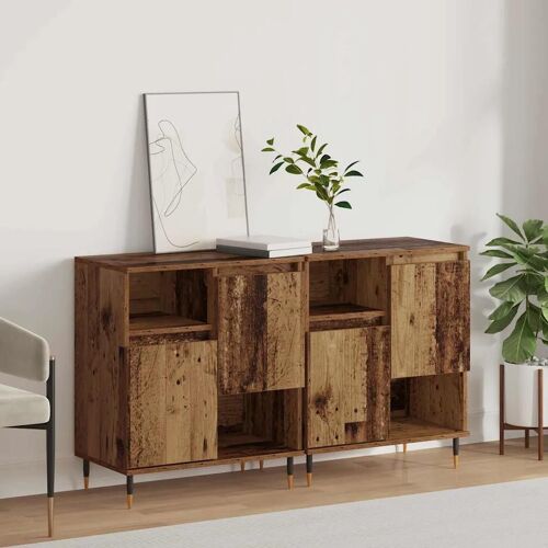 Vidaxl Buffets 2 Pcs Bois Ancien 120 X 35 X 70 Cm Bois D'ingénierie