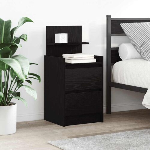 vidaXL Table de chevet avec 2 tiroirs noir 38x34x80 cm