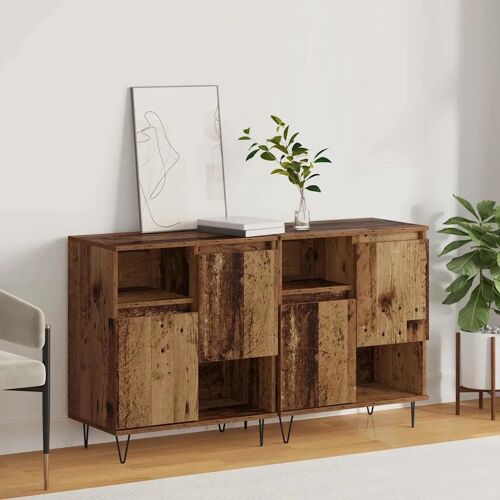 Vidaxl Buffets 2 Pcs Bois Ancien 120 X 35 X 70 Cm Bois D'ingénierie