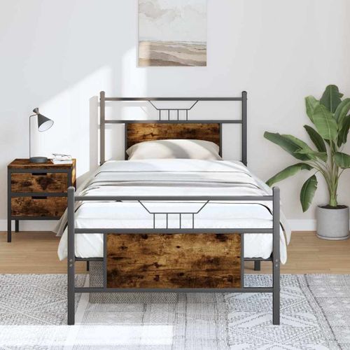 Vidaxl Cadre De Lit Sans Matelas Chêne Fumé 90x190cm Bois D'ingénierie