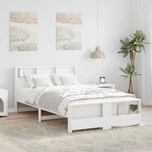 Vidaxl Cadre De Lit Blanc 120 X 200 Cm Bois Massif En Pin