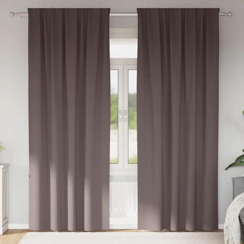 Vidaxl Rideaux Avec Des Rideaux 2 Pcs Marron Foncé Polyester
