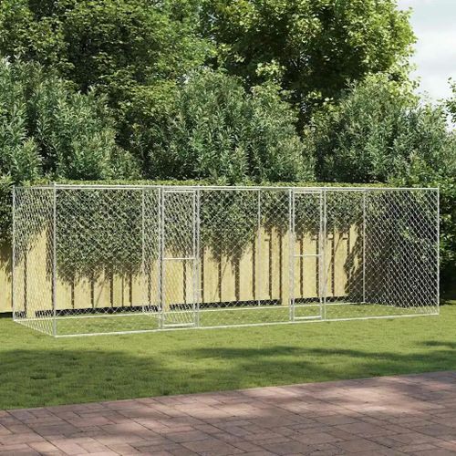 Cage Pour Chien Argent 600 X 200 X 200 Cm Acier Galvanisé