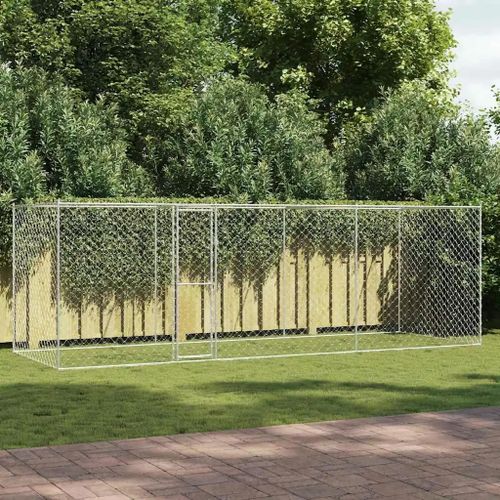 Cage Pour Chien Argent 600 X 200 X 256 Cm Acier Galvanisé