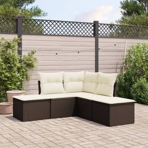 Vidaxl Salon De Jardin Avec Coussins 5 Pcs Marron Résine Tressée
