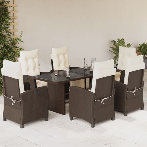 Vidaxl Ensemble À Manger De Jardin Et Coussins 7 Pcs Marron Rotin