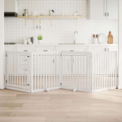 Vidaxl Barrière Pour Chiens Et Porte 4 Panneaux Blanc Bois De Peuplier