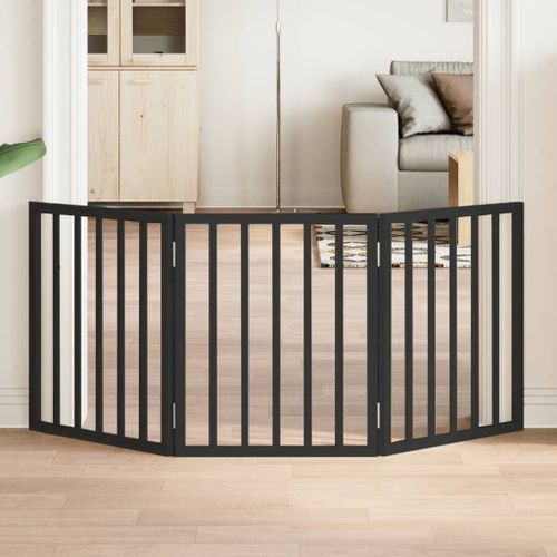 Vidaxl Barrière Pour Chien Pliable 3 Panneaux Noir Bois De Peuplier