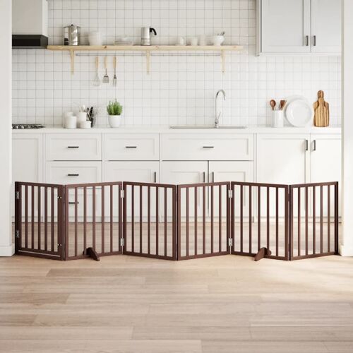 Vidaxl Barrière Pour Chiens Avec Porte 6 Panneaux Bois De Peuplier