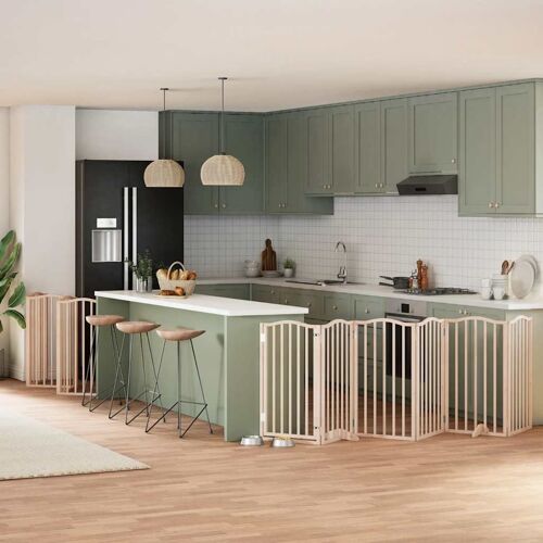 Vidaxl Barrière Pour Chien Porte Pliable 15 Panneaux Bois De Peuplier