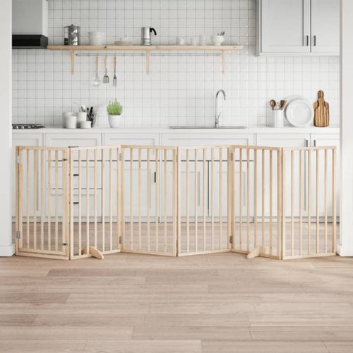 Vidaxl Barrière Pour Chiens Avec Porte 6 Panneaux Bois De Peuplier