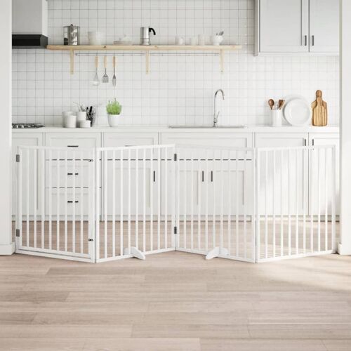 Vidaxl Barrière Pour Chiens Et Porte 4 Panneaux Blanc Bois De Peuplier
