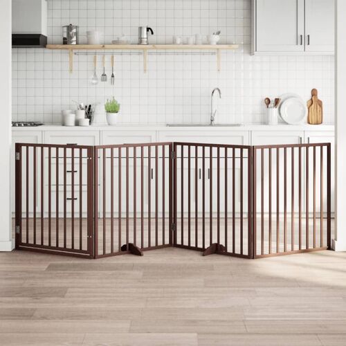 Vidaxl Barrière Pour Chiens Avec Porte 4 Panneaux Bois De Peuplier