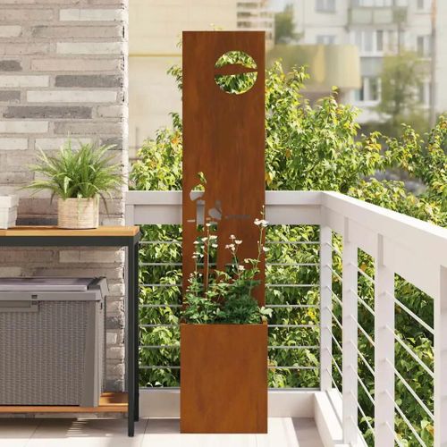 Vidaxl Jardinier Avec Panneau Décoratif Rouillé 32 X 140 Cm