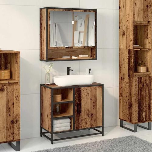 Vidaxl Meuble De Lavabo De Salle De Bain Bois Ancien 65 X 33 X 60 Cm