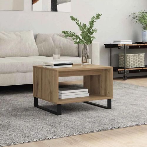 Vidaxl Table Basse Chêne Artisanal 60 X 50 X 40 Cm Bois D'ingénierie
