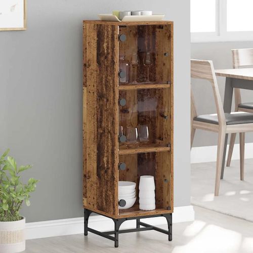 Vidaxl Haut Armoire Bois Ancien 35 X 37 X 117 Cm Bois D'ingénierie