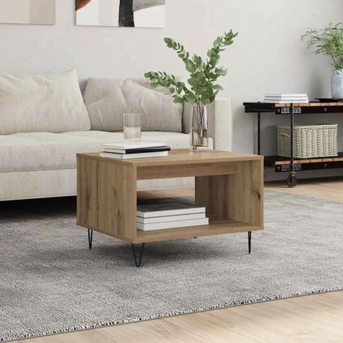 Vidaxl Table Basse Chêne Artisanal 60 X 50 X 40 Cm Bois D'ingénierie