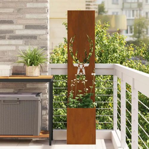 Vidaxl Jardinier Avec Panneau Décoratif Rouillé 32 X 140 Cm