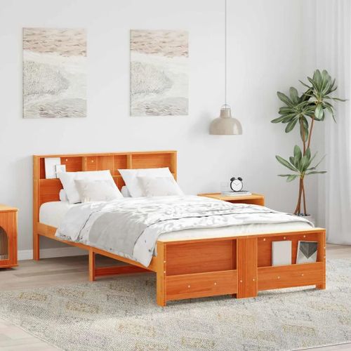 Vidaxl Cadre De Lit Marron Cire 140 X 190 Cm Bois Massif En Pin