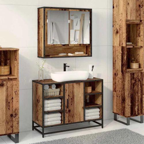 Vidaxl Meuble De Lavabo De Salle De Bain Bois Ancien 80 X 33 X 60 Cm