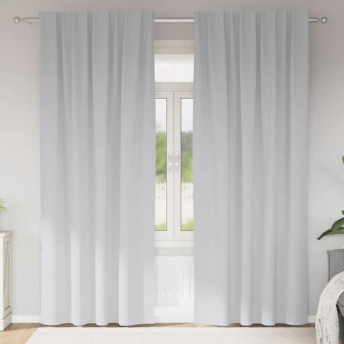 Vidaxl Rideaux Avec Des Rideaux 2 Pcs Gris Pâle Polyester
