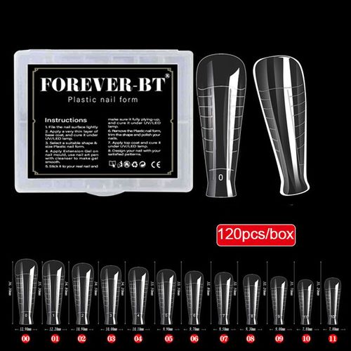 120 Pièces Formes D'ongles Cercueil Français Faux Ongles Conseils Pour Poly Uv Gel Bâtiment Rapide Extension Moule Forme En Plastique Pour Les Ongles - Type 120pcs Box M 