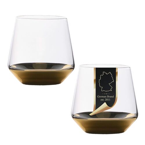 Intirilife 2x Verre À Boire Avec Fond Doré - Contenance 350 Ml - Eau Jus De Fruits Verre Cristal Gobelet Antichoc