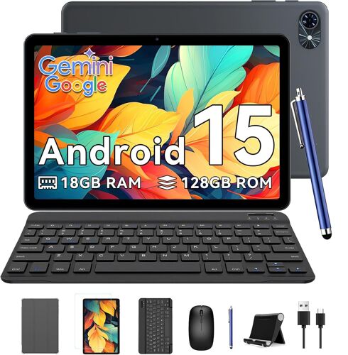 Tablette Tactile Zenva x Gemini Google 10.5" RAM 18Go ROM 128Go-SD 2To,Android 15 6000 mAh WiFi 5G,Avec Clavier,Etui,Stylet,Souris