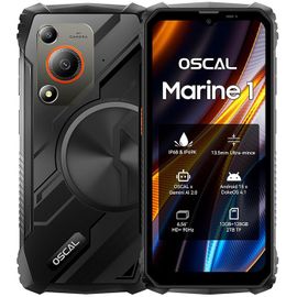 Oscal MARINE 1 Téléphone Portable Incassable 12Go+128Go-SD 2To 6.56" 90Hz Gemini AI 2.0 5100mAh Android 15 Double SIM 4G GPS - Noir