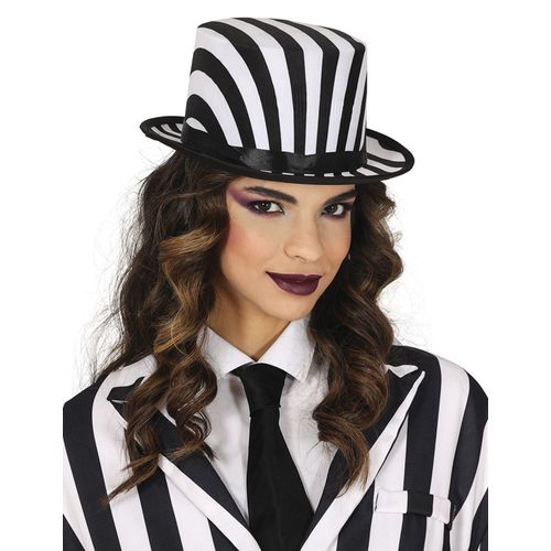 Chapeau Haut De Forme À Rayures Noir Et Blanc Adulte