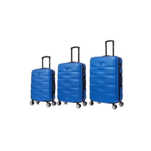 Celims France France - Set Valise Rigide 3 Pièces | Cabine + Moyenne + Grande Taille | 55cm + 65cm + 75cm | Valise Lot de 3 | Bleu