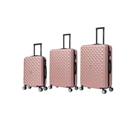 Celims France France - Set de Valises 3 Pièces | Cabine + Moyenne + Grande | Serrure Intégrée | Rose Gold