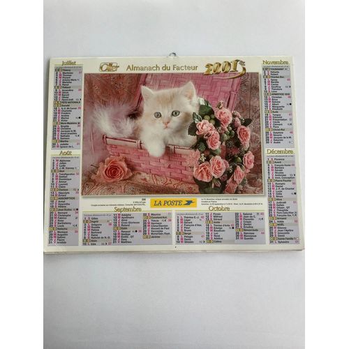 Calendrier Année 2001 Vintage Ptt Des Postes Rétro Nostalgie Naissance Mariage Collection Plans Chatons Chiots